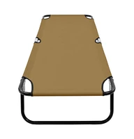 vidaXL Folding Sun Lounger Taupe Steel