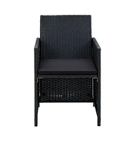 vidaXL 4 Piece Patio Lounge Set with Cushions Poly Rattan Black