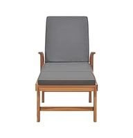 vidaXL Sun Lounger with Cushion Solid Teak Wood Dark Gray