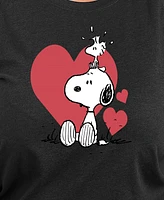 Hybrid Apparel Plus Peanuts Snoopy Heart Graphic Crew Neck Top