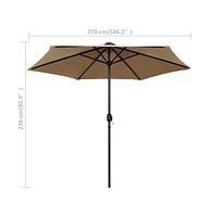 vidaXL Garden Parasol with Led Lights and Aluminum Pole 106.3" Taupe