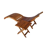 vidaXL Sunlounger with Table Solid Acacia Wood Brown
