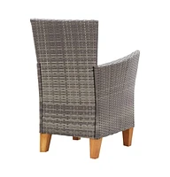 Patio Chairs 2 pcs with Cushions Poly Rattan Gray