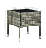 vidaXL 3 Piece Bistro Set with Cushions Poly Rattan Gray