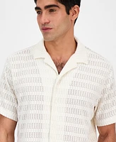 Sun + Stone Men's Andre Knit Tonal Stripe Camp Shirt, Exclusively at Macy's