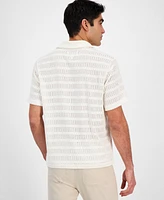 Sun + Stone Men's Andre Knit Tonal Stripe Camp Shirt, Exclusively at Macy's