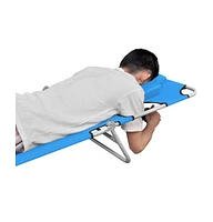 vidaXL Folding Sun Lounger with Head Cushion Steel Turqoise Blue