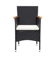 Patio Dining Chairs 4 pcs Poly Rattan Black