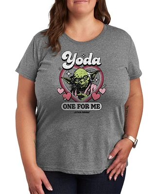 Hybrid Apparel Plus Star Wars Yoda One For Me Graphic Crewneck T-Shirt