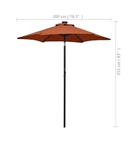 vidaXL Garden Parasol with Led Lights Terracotta 78.7"x83.1" Aluminum