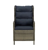 Reclining Patio Chair with Footstool Poly Rattan Brown
