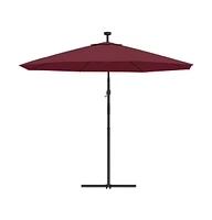 vidaXL Cantilever Garden Parasol with Led Lights and Steel Pole Wine Red