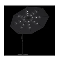 Cantilever Garden Parasol with Led Lights Black 137.8"