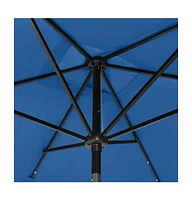 Garden Parasol with LEDs and Steel Pole Azure Blue 6.6'x9.8'