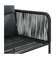 Patio Chairs 6 pcs with Pillows Poly Rattan Black