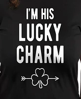 Hybrid Apparel Plus Trendy I'm His Lucky Charm Graphic Crew Neck T-Shirt