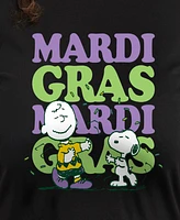 Hybrid Apparel Plus Trendy Peanuts Mardi Gras Graphic Crew Neck T-Shirt