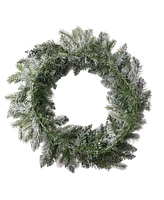 Seasonal 24" Shadow Woods Flocked Spruce Wreath, 30 Warm Led Lights