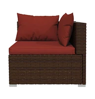 vidaXL Piece Patio Lounge Set with Cushions Brown Poly Rattan