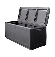 vidaXL Patio Storage Box 54.3"x20.9"x22.4" 87.2 gal Dark Gray and Black