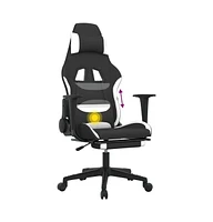 Massage Gaming Chair for Adult, Reclining Computer Chair with Footrest and Headrest, Height Adjustable Office Chair with 360°-Swivel Castors