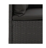 4 Piece Patio Lounge Set with Cushions Black Poly Rattan