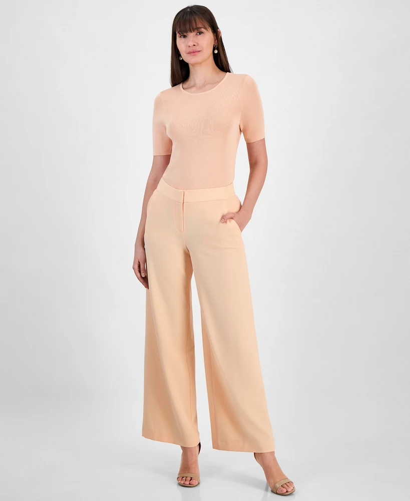 Tahari Asl Women's Mid-Rise Wide-Leg Pants, Regular & Petite