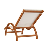 vidaXL Sun Lounger with Pillow White Textilene and Solid Wood Poplar