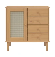 Sideboard Senja Rattan Look Brown 31.5"x15.7"x31.5" Solid Wood Pine