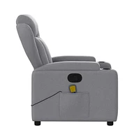 vidaXL Light Gray Fabric Recliner Chair with 6-Point Vibration Massage, Adjustable Backrest & Footrest, Cup Holders, Side Pocket, Padded Seat, Perfect