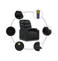 vidaXL Leather Recliner Chair with 6-Point Vibration Massage, Adjustable Backrest & Footrest, Cup Holders, Side Pocket, Padded Seat