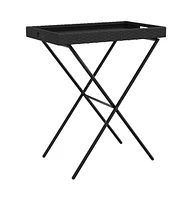 vidaXL Folding Tray Table Black 25.6"x15.7"x29.5" Poly Rattan