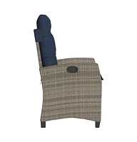 vidaXL Reclining Patio Chairs 2 pcs with Cushions Gray Poly Rattan
