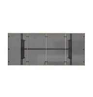 vidaXL Patio Table with Glass Top Beige 74.8"x31.5"x29.1" Poly Rattan