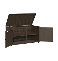 vidaXL Patio Storage Cabinet Brown 43.3"x21.7"x23.8" Poly Rattan