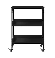 vidaXL Kitchen Trolley Black 23.6"x16.1"x31.7" Engineered Wood