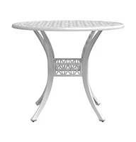 vidaXL Patio Table White 35.4"x29.5" Cast Aluminum