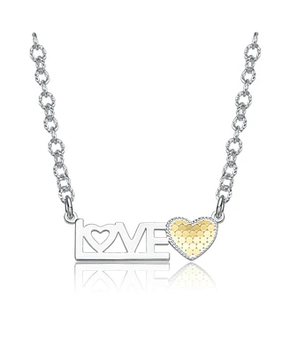 Two-Tone Love Heart Bar Pendant Layering