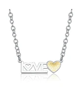 Rachel Glauber Two-Tone Love Heart Bar Pendant Layering