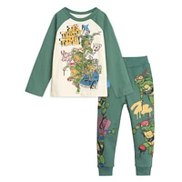 Teenage Mutant Ninja Turtles Toddler Boys Henley T-Shirt and French Terry Pants Outfit Set