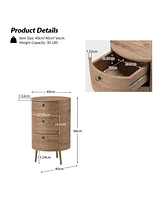Hulala Home Cavinato Contemporary 26'' Tall Drum 3 - Drawer End Table with Metal Legs