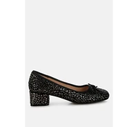 Rag & Co Ningen Leopard Print Block Heel Ballerinas