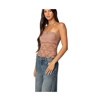 Edikted Womens Ballet Sheer Lace Tube Top