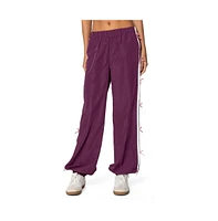 Edikted Womens Bow Stripe Nylon Track Pants