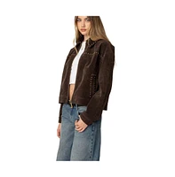 Edikted Women's Memphis Studded Faux Suede Jacket