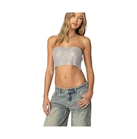 Edikted Womens Chainmail Tube Top