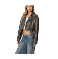 Edikted Women's Washed Faux Leather Jacket