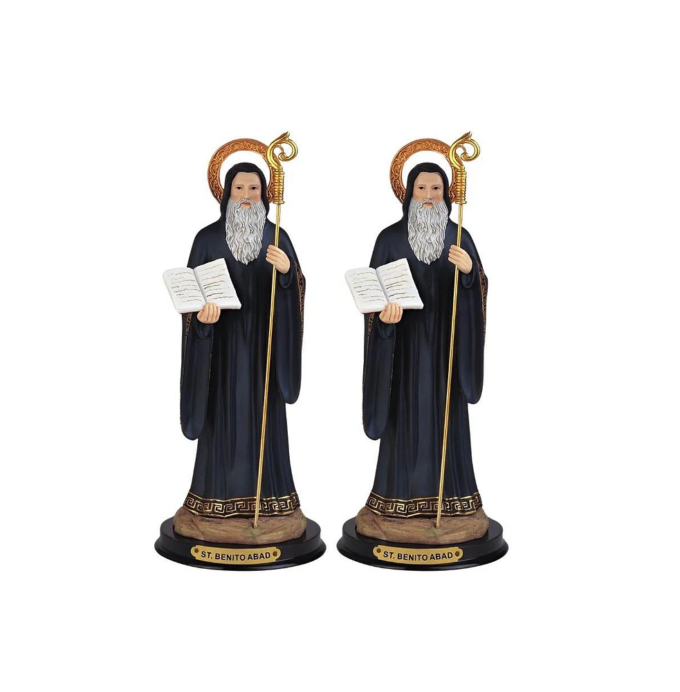 Fc Design "2-pc Set" 12"H St Saint San Benito Abad Statue Holy Figurine Statue Ornament Home Room Office Decor and Perfect Ideas for Housewarming, Hol