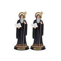 Fc Design "2-pc Set" 12"H St Saint San Benito Abad Statue Holy Figurine Statue Ornament Home Room Office Decor and Perfect Ideas for Housewarming, Hol