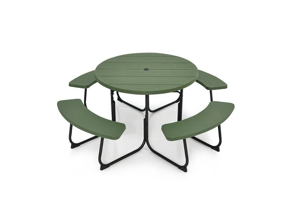 Slickblue 8-Seater Picnic Table All-Weather Design with Built-In Umbrella Hole